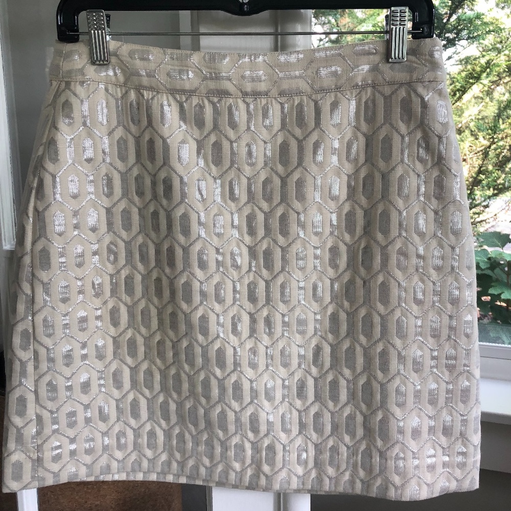Banana Republic Silver Metallic Chic Skirt Size 4